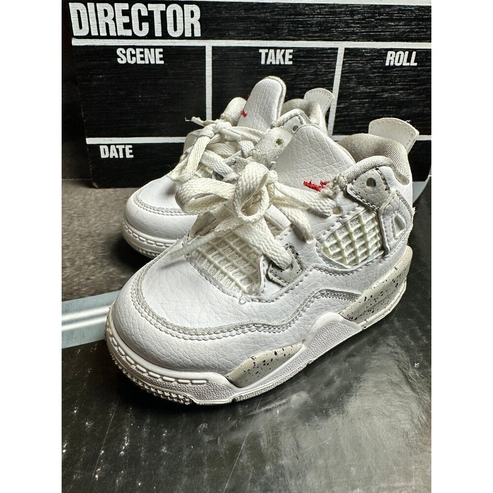 Nike Air Jordan 4 IV Retro TD White Oreo BQ7670-100 Size 6C Basketball Shoes